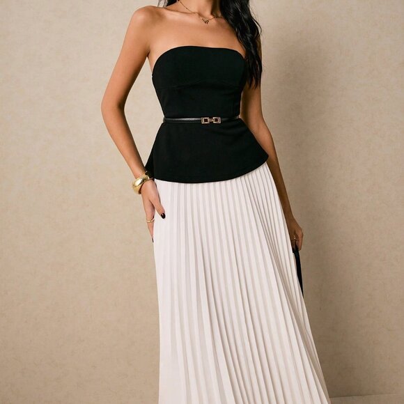 Black and White Elegant Women's Two Piece Suit Set - Picture 4 of 7